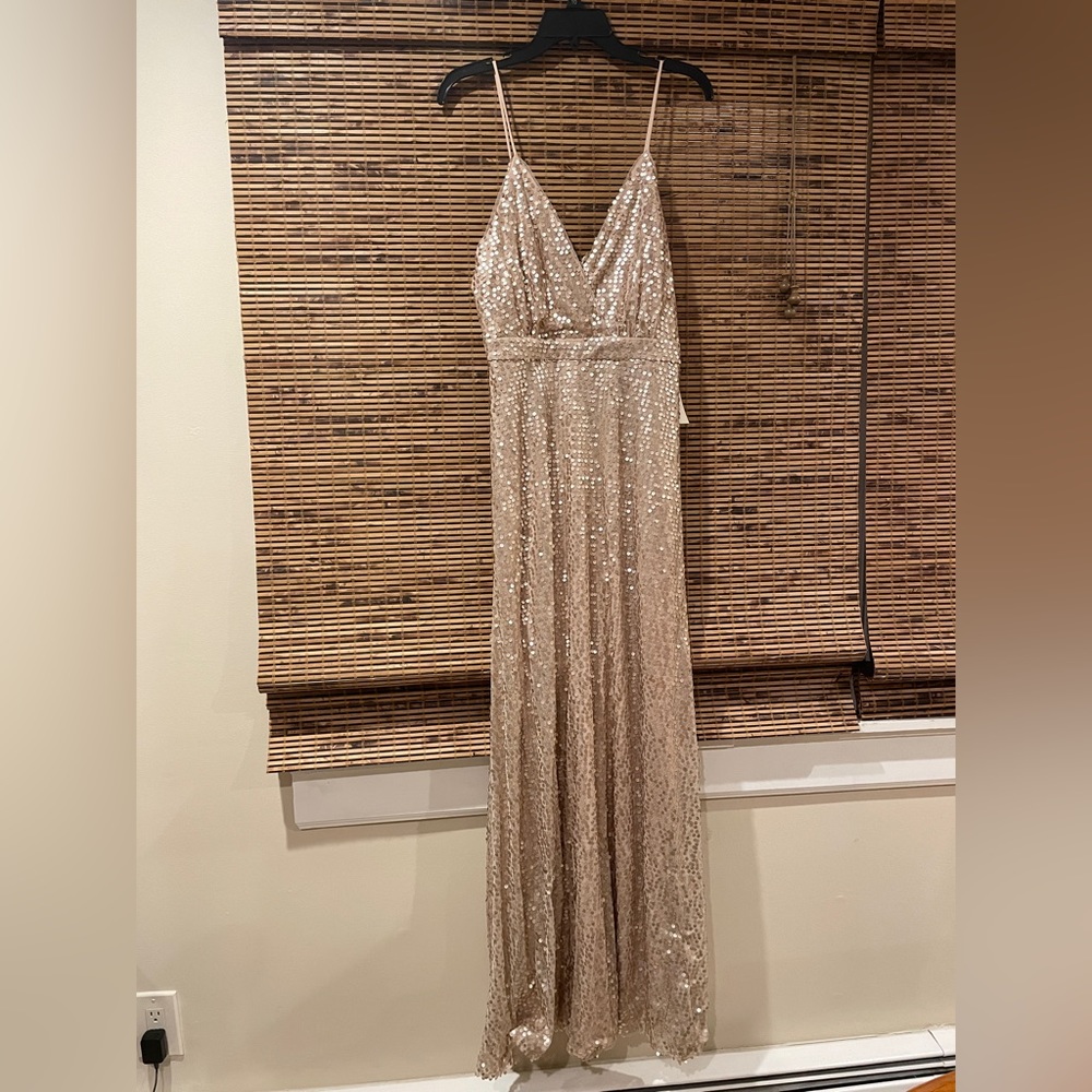Lulu's Champagne Sequin Maxi Dress